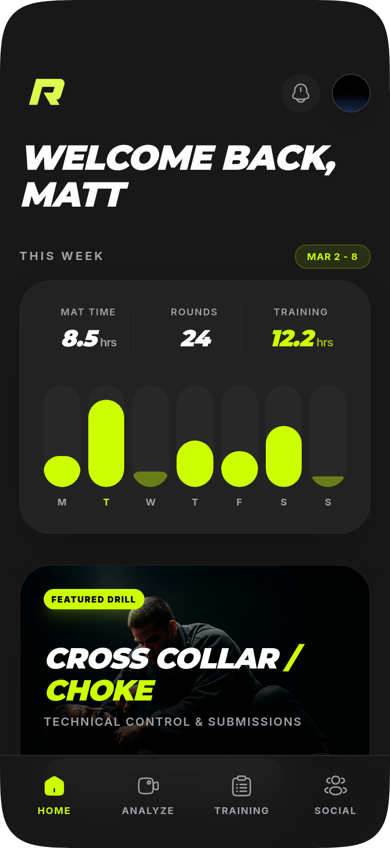 Roll app home screen