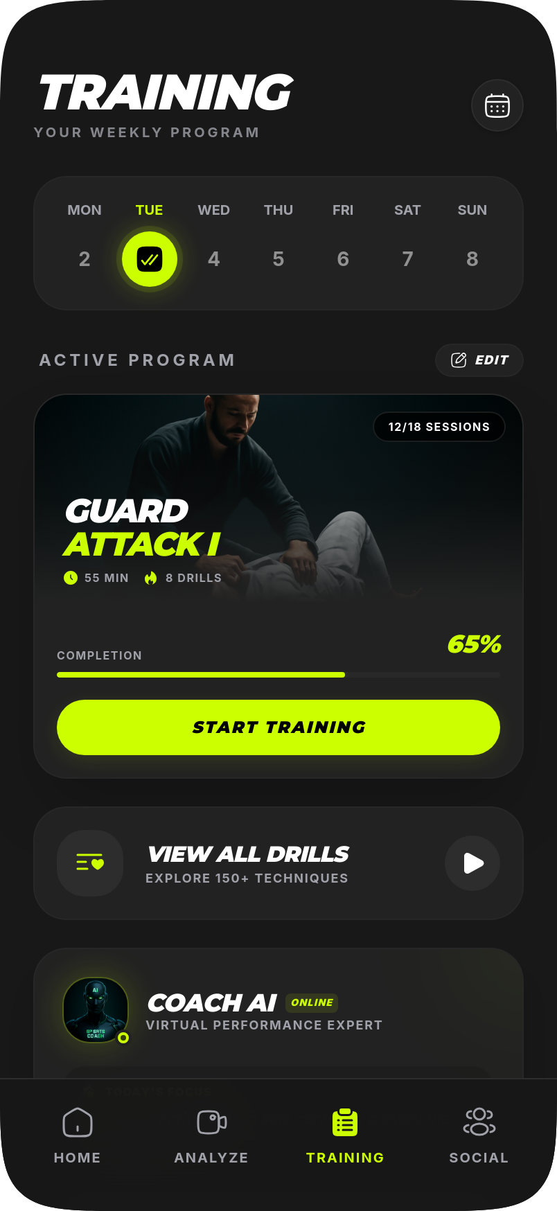 Training screen